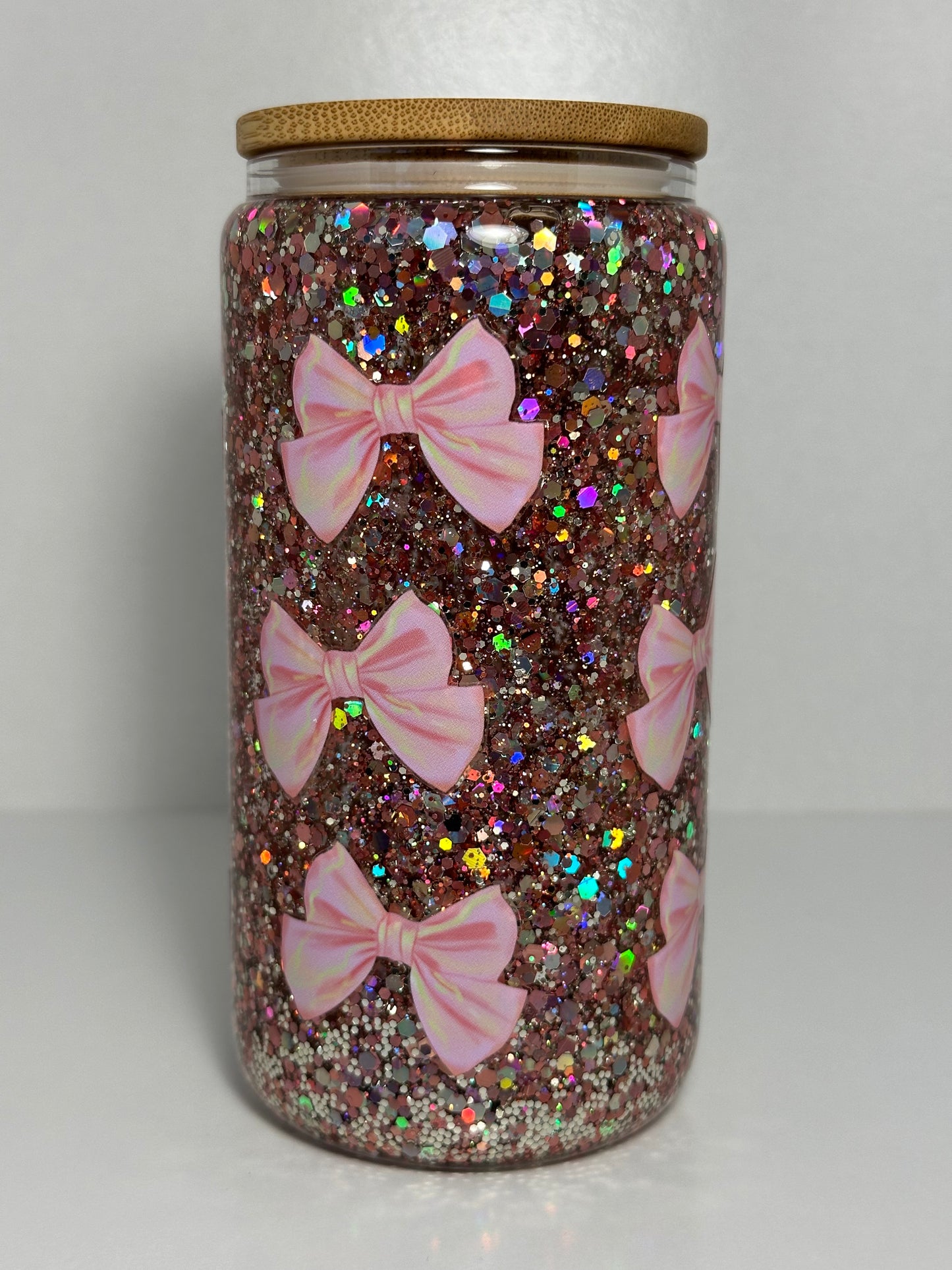 Pink Bows Snow Globe Tumbler
